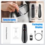 2-in-1 USB Type C Presentation Clicker, Clicker for PowerPoint Presentations, Rechargeable Wireless Presenter Remote, Pointer RF 2.4GHz USB PowerPoint Clicker Slide Advancer with Volume Control - Image 9