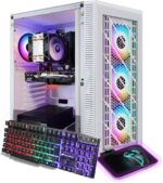 STGAubron Gaming PC Computer Desktop, Radeon RX 470 8G, Intel 10th Gen G5905 3.5G, 16G DDR4, 512G SSD, 600M WiFi, BT 5.0, RGB Fan x 4, RGB Mouse Pad, Windows 11 Home,White - Image 2