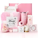 Birthday Gifts for Women, Mom, Wife, Girlfriend,Self Care Gifts for Women,Rose Relaxing Spa Gifts Basket,10Pcs Get Well Soon Care Package with Luxury Flannel Blanket,Mother's Day Gifts Wedding Gifts - Image 2