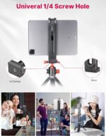 ULANZI iPad Phone Tripod Mount Adapter with Cold Shoe, Universal Smartphone Tablet Holder for Tripod with Arca Quick Release Plate 1/4'' Screw Mount, Compatible for iPhone iPad Surface Pro and More - Image 3