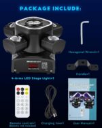 80W Moving Head DJ Lights, 5-in-1 RGBW LED Disco Light with 4 Arms Beam - DMX512 & Sound Active & Remote, Professional Party Lighting for Stage, Club, Wedding, KTV, Bar, Live House - Image 8