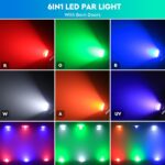 Stage Lights with Barn Doors, 200W LED Par Can Lights, 6 in 1 COB Spotlights RGBWA+UV DMX512 Sound Activated Uplights for Parties Events Wedding Theater Church Concert Dance - Image 4