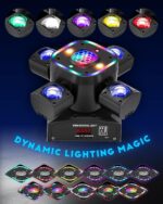 80W Moving Head DJ Lights, 5-in-1 RGBW LED Disco Light with 4 Arms Beam - DMX512 & Sound Active & Remote, Professional Party Lighting for Stage, Club, Wedding, KTV, Bar, Live House - Image 5
