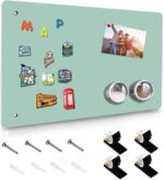 Green Magnetic Board,17.5" x 11.4" Magnet Bulletin Board to Display Magnetic Notes, Poetry, Photos, Suitable for Wall, Refrigerator, Cabinet etc, Come with 4 Pcs Dual Lock Tape and Screws - Image 2