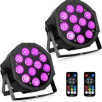 Battery LED Stage Lights 2Pack - 36W 12LED RGBW Rechargeable Par Light Sound Activated Multi Modes by Remote & DMX Control for DJ Events Wedding Party Church Music Dance Band Live Show - Image 2