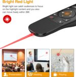 Presentation Remote with Air Mouse Function, Wireless Presenter Clicker RF 2.4GHz USB Laser Pointer Presenter Control PowerPoint Presentation Clicker for Mac, Laptop, Computer - Image 5