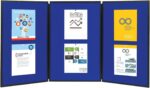 Quartet Bulletin Board, Fabric, 3-Panel Display, 6' x 3', Double-sided, Blue/Gray Surface, Black Frame, Exhibition, Show-It! (SB93513Q) - Image 3