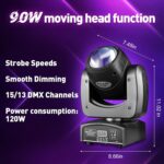 Moving Head Light 2 Pack 90W LED Beam Stage Light RGBW 4-in-1 DJ Lights Moving Head Spot Sound Activated DMX for Wedding Live Show Christmas Party - Image 3
