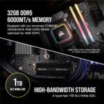 Corsair Vengeance a7400 Series Gaming PC – Liquid Cooled AMD Ryzen 7 9700X CPU – NVIDIA GeForce RTX 4070 Super GPU – 32GB Vengeance RGB DDR5 Memory – 1TB M.2 SSD – Black - Image 5