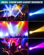 U`King 100W Moving Head DJ Lights Rotating Prism Stage Light LED Beam Lighting Spotlight with Sound Activated and DMX Control for Wedding Parties Church Live Show Disco Bar (Set of 2) - Image 6