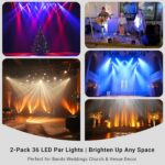 36LEDs RGB Stage Lights 2Pack - 36W Par Lights Sound Activated Remote & DMX Control by Corded Electric Uplights for Events Wedding Club Band Music Dance Show DJ Party Lighting - Image 6