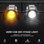 Stage Lights with Barn Doors, 200W COB LED Par Can Lights Spotlights, 2 in 1 Cool White & Warm White DMX512 Sound Activated Uplights for Events Parties Wedding Theater Church Concert Dance - Image 3