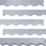 60 Feet Bulletin Board Borders, 45 Sheets Silvery Glittering Scalloped Border Trim, Walls, Desks, Windows, Doors, Chalkboards, Whiteboards Decors for School, Classroom, Home & Offices - Image 2