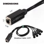 4 Channel Audio Snake, 3 Pin XLR Extender, DMX512 XLR Male/Female to Ethercon RJ45 Over Cat5/6/6e Ethernet Extender for Live Stage Sound Lighting Audio Recording, 2ft Breakout Cable - Image 6