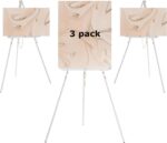 DJAR 3 Pcs 63" Wooden Easel Stand for Sign, Dual-use Adjustable Height, Wood Floor Display Easel for Wedding, Welcome Board, Poster, Picture, Photo- White - Image 2