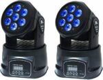 XPCLEOYZ 2PCS Moving Head Dj Lights,7 x 12W RGBW Stage Lighting Mini Moving Head, DMX DJ Lights Remote Control Sound Activated, Mini Moving Heads Wash Light for Parties - Image 2