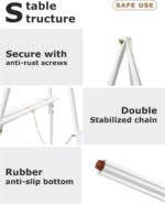 DJAR 3 Pcs 63" Wooden Easel Stand for Sign, Dual-use Adjustable Height, Wood Floor Display Easel for Wedding, Welcome Board, Poster, Picture, Photo- White - Image 4