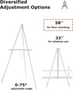 DJAR 3 Pcs 63" Wooden Easel Stand for Sign, Dual-use Adjustable Height, Wood Floor Display Easel for Wedding, Welcome Board, Poster, Picture, Photo- White - Image 6
