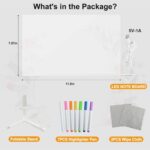 Led Note Board with Colors: 11.8'' x7.8'' Clear Acrylic Dry Erase Board with Light & 7 Pens for Drawing & Writing - Glow led Acrylic Message Board with Stand Creative Rewritable - Image 3