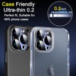 Ferilinso [6 Pack] Camera Lens Protector for iPhone 14 Pro Max iPhone 15 Pro Max iPhone 14 Pro iPhone 15 Pro Accessories camera screen Cover 9H Glass Unbreakable Protection Case Friendly - Image 5