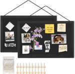 Miratino Bulletin Board Pin Board, 16 "x11 Black Linen Cork Boards for Walls, Wood Framed Display Bulletin Cork Picture Board for Office Room School Bedroom (2-Pack) - Image 2