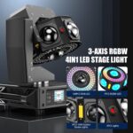 160W 3-Axis Moving Head Lights RGBW 540°Rotation DJ Light with Strobe Effects DMX512 19/25CH with Sound Activated Moving Head Beam Stage Light for Disco Wedding Parties Live Show Bar - Image 5