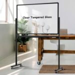 Mobile Clear Glass Whiteboard on Wheels - TANKEE 48" x 32" Dry Erase Board with Stand, Large Rolling White Board with 25 Sheets Paper Pad, Transparent Tempered Glass Board for Office Home School - Image 2