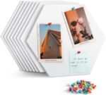 12" Large Bulletin Board with 30 Push Pins, Pack of 8 Hexagon Felt Pin Board Notice Boards for Home Office Kitchen, Felt Wall Tiles for Photos Memos - Image 2