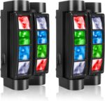 U`King Spider Moving Head Light 8x10W LEDs Beam DJ Lights RGBW Sound Activated and DMX-512 Control for Party Pub Festival Disco Show Wedding Event Stage Lighting - 2 Packs - Image 2