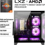 LXZ Desktop PC Computer Ryzen 5-5600GT 8 core 3.6GHz, 16G DDR4 RAM, 512G NVME SSD, Tower Computer with 400W Power Supply for Working, Home and Office (Black) - Image 4