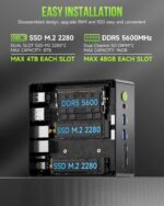 GMKtec Gaming Mini PC AMD Ryzen 9 8945HS (Turbo 5.1GHz) 32GB DDR5 2TB SSD, Computers PC Oculink, Dual NIC LAN 2.5G, WiFi 6, USB3.2, USB-C 4.0, BT5.2, DP, HDMI, Dual Fan Nucbox K11 - Image 5