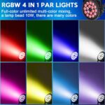 Stage Lights LED Par Lights，10X18W RGBW 4-in-1 LED DJ Par Can Light with Strobe/Wash Stage Effect by DMX512 & Sound Activated Uplighting for Events Wedding Parties Church Club DJ Live Show - Image 3