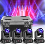 4-Pack U`King 150W Moving Head Lights with Flight Case,18-Facet Prism Stage Beam Light Mini Compact DJ Party Lights Beam Spotlight by DMX and Sound Activated for Wedding DJ Disco Parties Live Show - Image 2