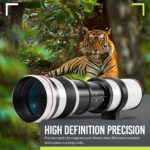 High-Power 420-1600mm f/8.3 HD Manual Telephoto Zoom Lens for Canon EOS 80D, 90D, Rebel T3, T5, T7, 70D, 5D, 6D II, 7D II Cameras WHITE - Image 6