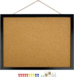 GDMINLO Black Cork Bulletin Board, 17.7 X 13.3 inches with Oak Wood Finish Frame, for Wall Office Home and School (Pins, Eye Bolts, gaskets, Screws) - Image 4