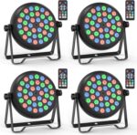 36 LED Stage Lights, Corded RGB Par Lights, 4/7 CH DMX Par Can, LED Stage Par with Sound Activated & DMX 512, Uplights for Wedding, Club, Event, Party, 4 Pack - Image 2