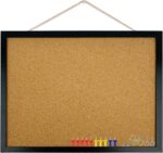 GDMINLO Black Cork Bulletin Board, 17.7 X 13.3 inches with Oak Wood Finish Frame, for Wall Office Home and School (Pins, Eye Bolts, gaskets, Screws) - Image 2