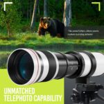 High-Power 420-1600mm f/8.3 HD Manual Telephoto Zoom Lens for Canon EOS 80D, 90D, Rebel T3, T5, T7, 70D, 5D, 6D II, 7D II Cameras WHITE - Image 4