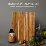 Teakhaus Carving Board and Cutting Board Oil Set - Includes Small (S) Wood Cutting Board with Juice Groove and EON Food Grade Mineral Oil - Knife-Friendly - FSC Certified - Image 3