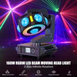 160W 3-Axis Moving Head Lights RGBW 540°Rotation DJ Light with Strobe Effects DMX512 19/25CH with Sound Activated Moving Head Beam Stage Light for Disco Wedding Parties Live Show Bar - Image 3