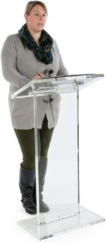 Tall Clear Podium, Floor Standing Lectern with Lip for Books or Presentation (Acrylic) - Image 7