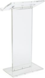 Tall Clear Podium, Floor Standing Lectern with Lip for Books or Presentation (Acrylic) - Image 2