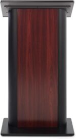 Displays2go Church Podium with Rectangular Base, Aluminum, Powder Coated MDF – Black, Jewel Mahogany (LCBJM) - Image 3