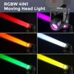 U`King Moving Head Stage Light RGBW 4 in 1 DMX512 Rotating Wash Lighting Effect Spotlight with Sound Activated Control for DJ Disco Live Show Club Dance Party Wedding Bar Theater Christmas Lights - Image 3