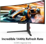 INNOCN 49" OLED Ultrawide Curved Gaming Monitor 5120 x 1440p 144Hz, 0.03ms, USB Type C 90W, HDMI 2.1, DisplayPort, USB Hub, Speakers, Adaptive-Sync, Adjustable Stand, Black - Image 6