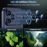 Uyiton Compatible with iPhone 17 Pro Max Camera Lens Protector - [Not Easy to Break][Strong Adsorption][Case-Friendly] Metal Tempered Glass Rear Camera Screen Cover - Deep Blue - Image 4