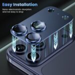 Uyiton Compatible with iPhone 17 Pro Max Camera Lens Protector - [Not Easy to Break][Strong Adsorption][Case-Friendly] Metal Tempered Glass Rear Camera Screen Cover - Deep Blue - Image 9