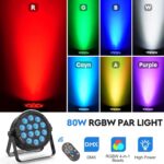 RGBW 4-in-1 LED Par Lights, 80W Stage Lights with 0-100% Dimmer Professional DMX Control Sound Activated Auto, SEBRUANC Stage Uplighting for Events DJ Disco Wedding Party 16Packs - Image 3