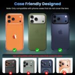 Uyiton Compatible with iPhone 17 Pro Max Camera Lens Protector - [Not Easy to Break][Strong Adsorption][Case-Friendly] Metal Tempered Glass Rear Camera Screen Cover - Deep Blue - Image 5