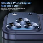 Uyiton Compatible with iPhone 17 Pro Max Camera Lens Protector - [Not Easy to Break][Strong Adsorption][Case-Friendly] Metal Tempered Glass Rear Camera Screen Cover - Deep Blue - Image 7